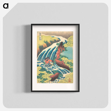 アートポスター-The Waterfall Where Yoshitsune Washed His Horse at Yoshino in Yamato Province - 葛飾 北斎 Poster.