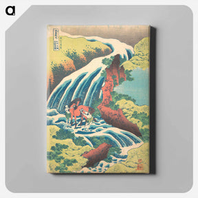 アートパネル-The Waterfall Where Yoshitsune Washed His Horse at Yoshino in Yamato Province - 葛飾 北斎 Canvas.