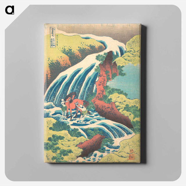 アートパネル-The Waterfall Where Yoshitsune Washed His Horse at Yoshino in Yamato Province - 葛飾 北斎 Canvas.