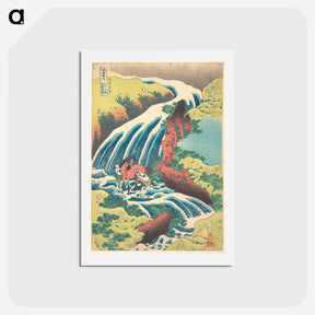 アートポストカード-The Waterfall Where Yoshitsune Washed His Horse at Yoshino in Yamato Province - 葛飾 北斎 Postcard.