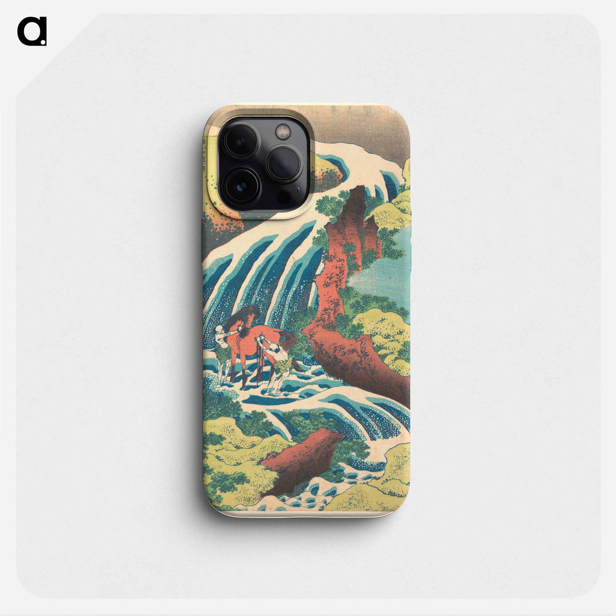 The Waterfall Where Yoshitsune Washed His Horse at Yoshino in Yamato Province - Katsushika Hokusai Phone Case.