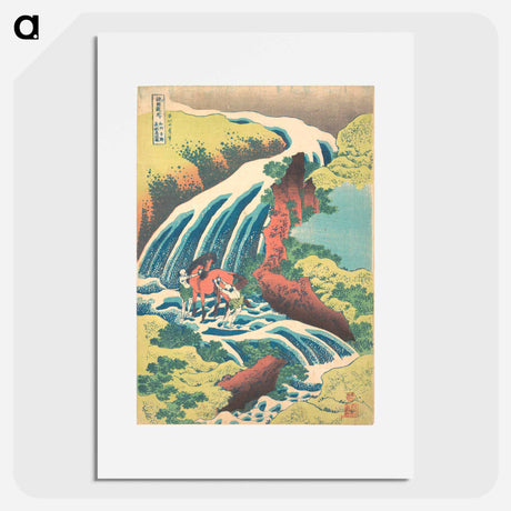 アートポスター-The Waterfall Where Yoshitsune Washed His Horse at Yoshino in Yamato Province - 葛飾 北斎 Poster.