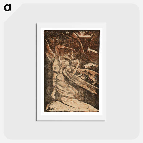 アートポストカード-A Fisherman Drinking Beside His Canoe - ポール ゴーギャン Postcard.