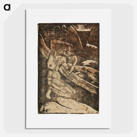 アートポスター-A Fisherman Drinking Beside His Canoe - ポール ゴーギャン Poster.