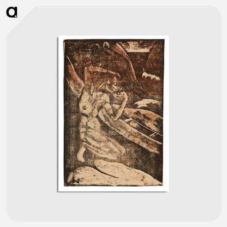 アートポストカード-A Fisherman Drinking Beside His Canoe - ポール ゴーギャン Postcard.