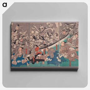 アートパネル-The Earth Spider Generates Monsters at the Mansion of Lord Minamoto Yorimitsu - 歌川 国芳 Canvas.