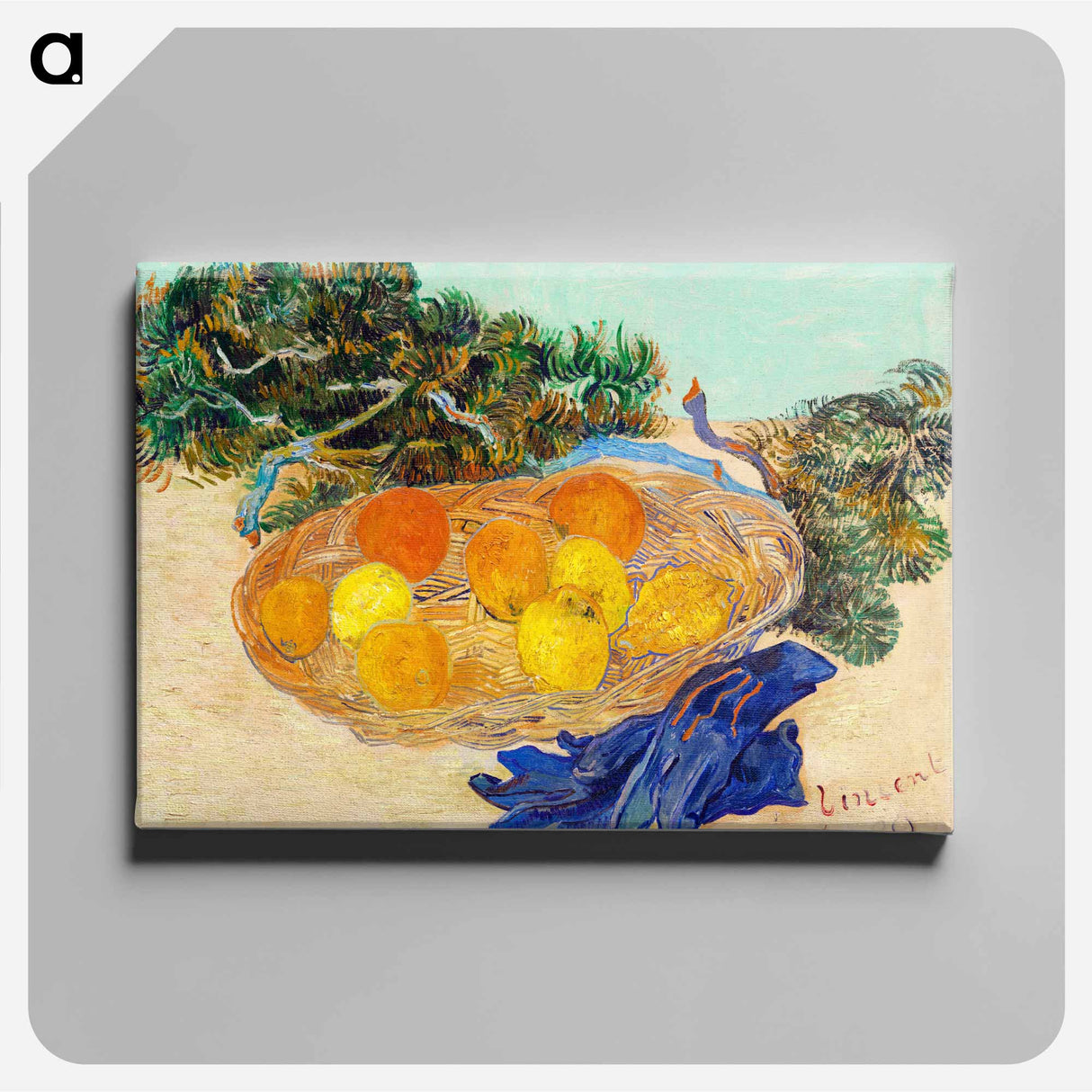 Still Life of Oranges and Lemons with Blue Gloves - フィンセント ファン ゴッホ Canvas.