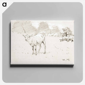 アートパネル-Sheep Grazing in a Field - ウィンスロー ホーマー Canvas.