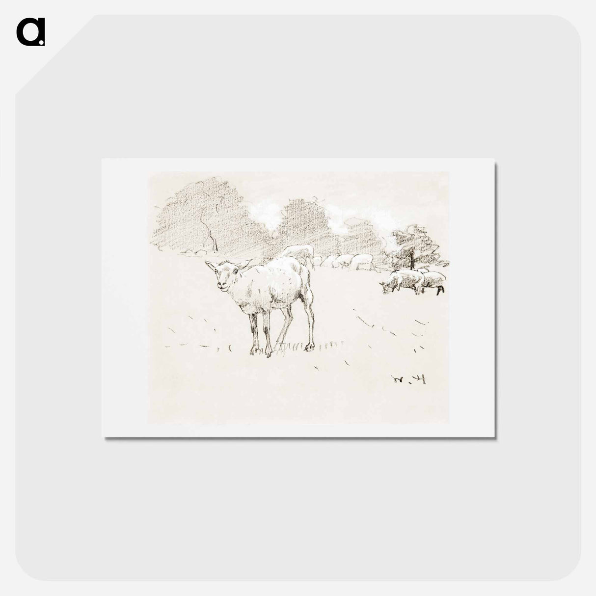 アートポストカード-Sheep Grazing in a Field - ウィンスロー ホーマー Postcard.