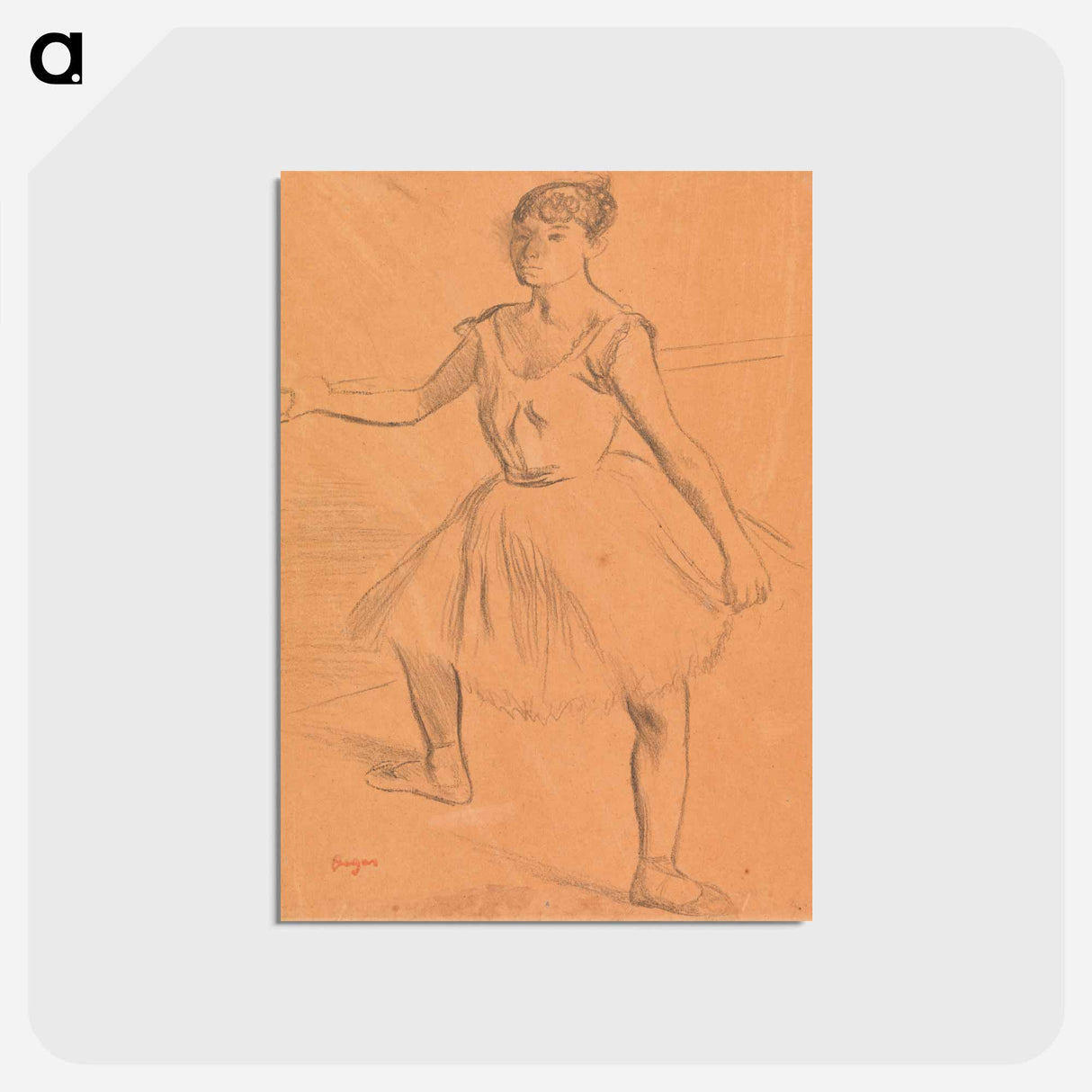 アートポストカード-Ballerina Standing at Bar - エドガー ドガ Postcard.