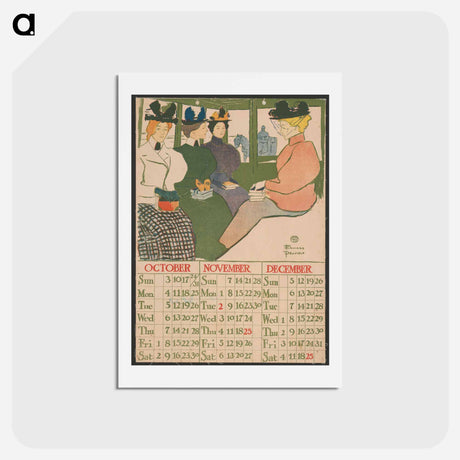 アートポストカード-Vintage calendar print by Edward Penfield - エドワード ペンフィールド Postcard.