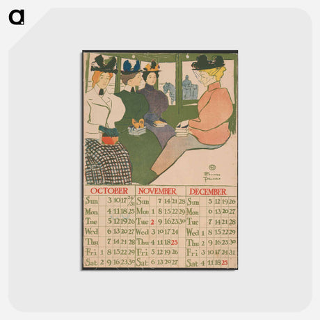 アートポストカード-Vintage calendar print by Edward Penfield - エドワード ペンフィールド Postcard.