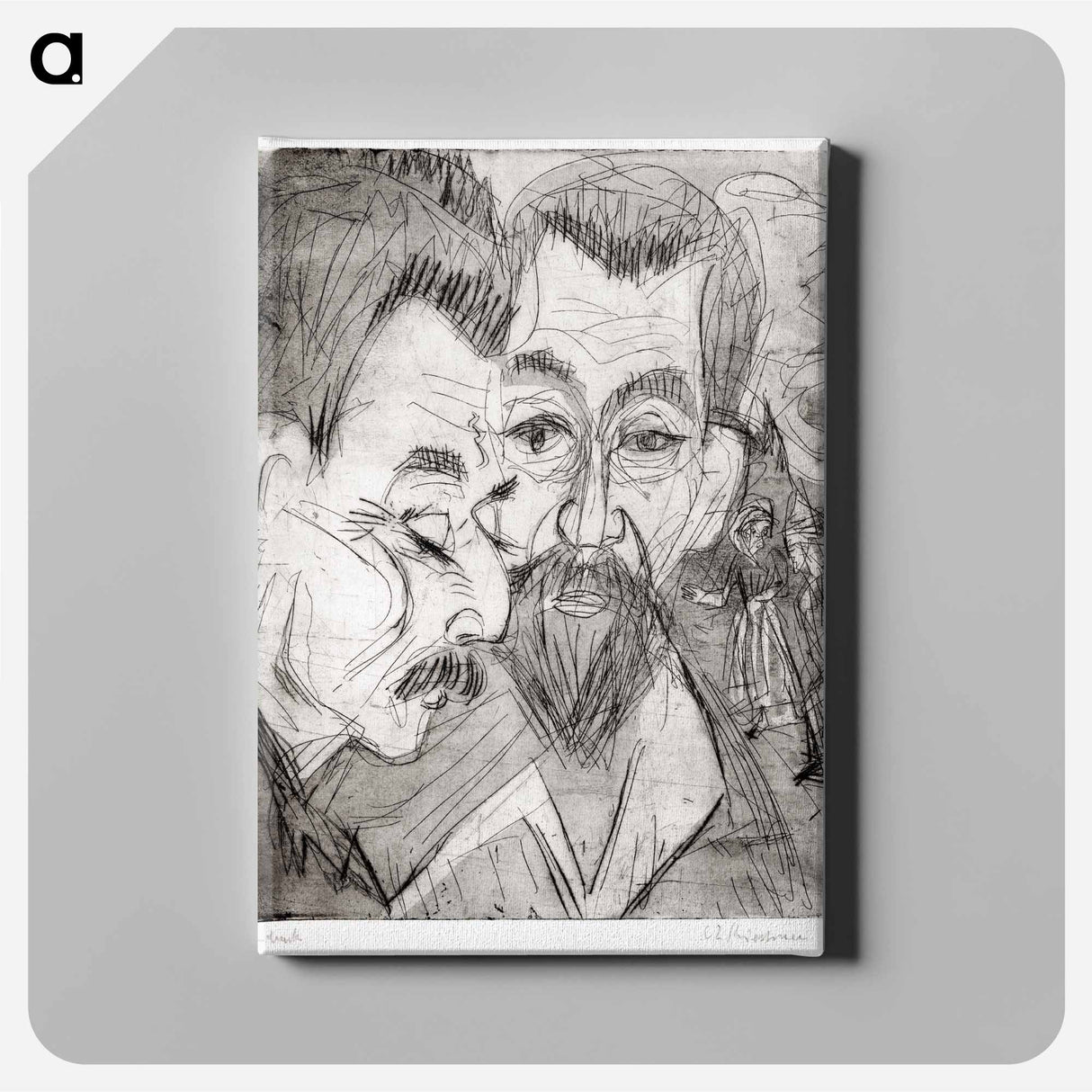 アートパネル-Two Peasant Heads - エルンスト ルートヴィヒ キルヒナー Canvas.