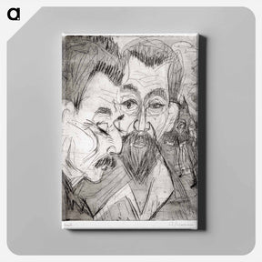 アートパネル-Two Peasant Heads - エルンスト ルートヴィヒ キルヒナー Canvas.