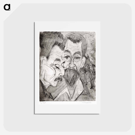 アートポストカード-Two Peasant Heads - エルンスト ルートヴィヒ キルヒナー Postcard.