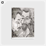 アートポストカード-Two Peasant Heads - エルンスト ルートヴィヒ キルヒナー Postcard.