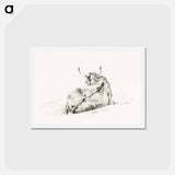 アートポストカード-Lying cow - ジャン ベルナール Postcard.