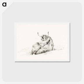 アートポストカード-Lying cow - ジャン ベルナール Postcard.
