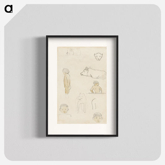 Sketches of Standing Figures and Animals Poster.