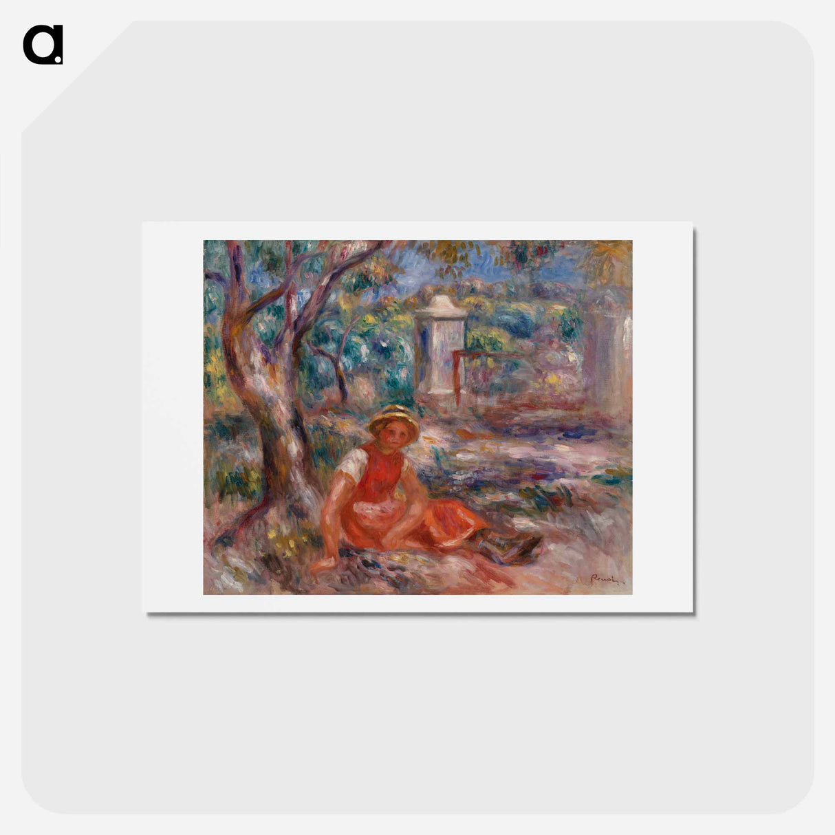 アートポストカード-Girl at the Foot of a Tree - ピエール オーギュスト ルノワール Postcard.