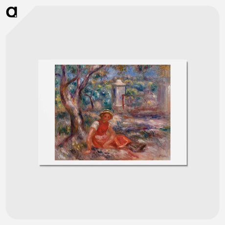 アートポストカード-Girl at the Foot of a Tree - ピエール オーギュスト ルノワール Postcard.