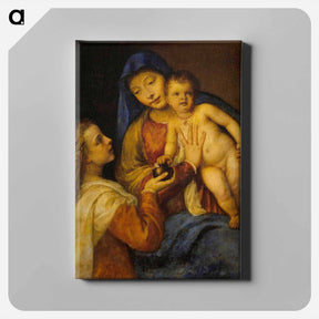 アートパネル-Madonna and Child with Mary Magdalene - ティツィアーノ ヴェチェッリオ Canvas.