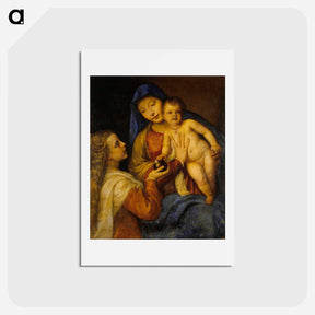 アートポストカード-Madonna and Child with Mary Magdalene - ティツィアーノ ヴェチェッリオ Postcard.