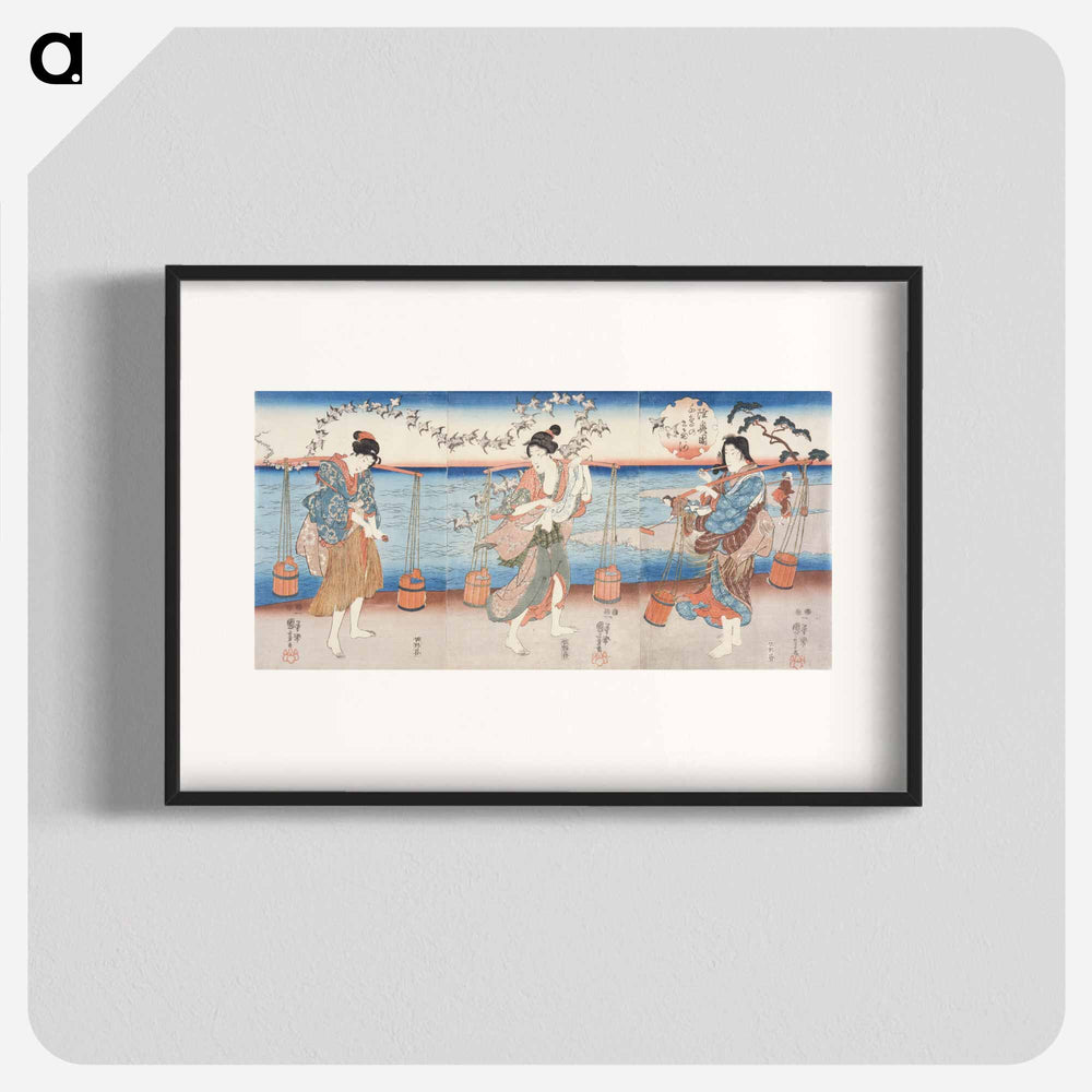 Plovers of the Noda Jewel River of Mutsu Province - 歌川 国芳 Poster.