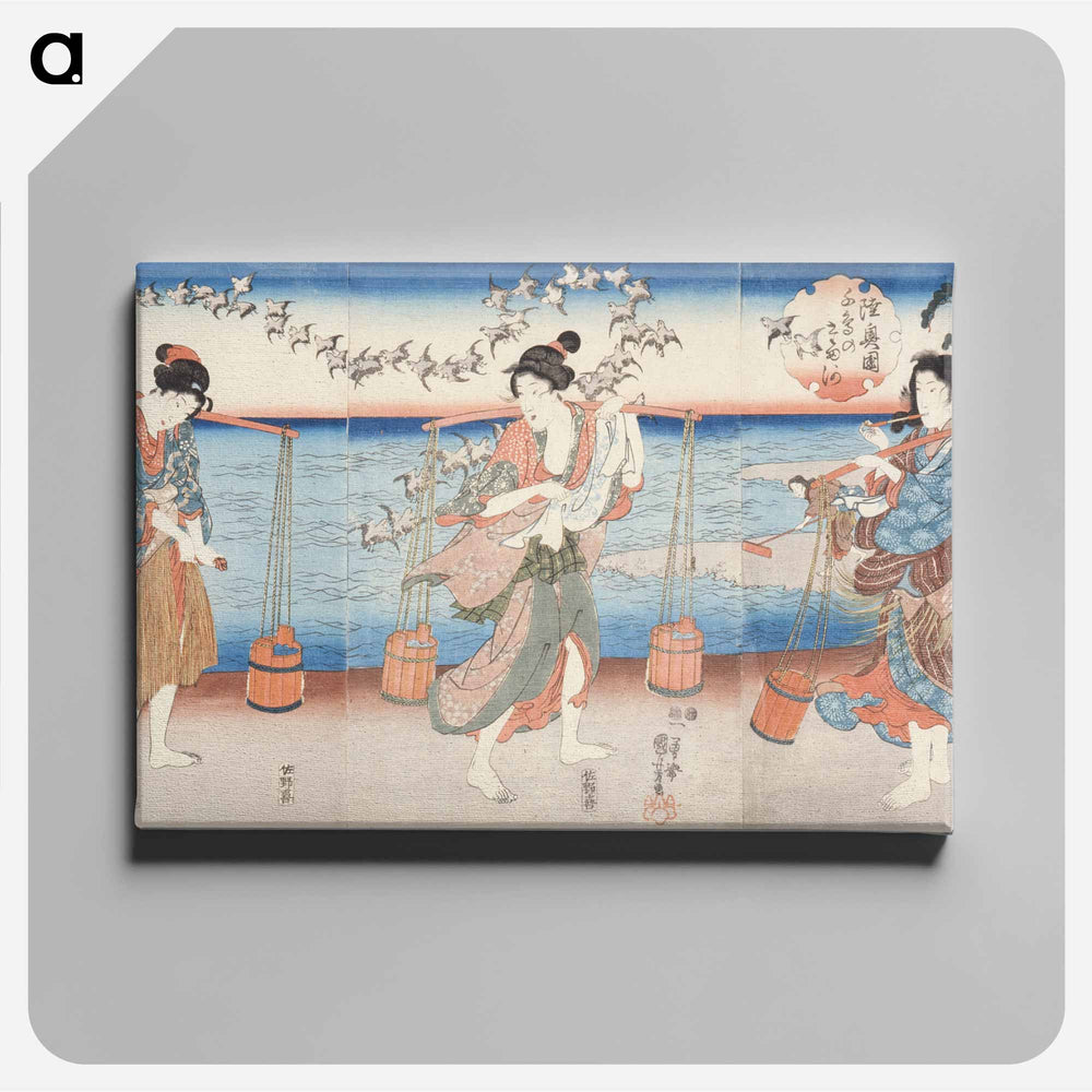 Plovers of the Noda Jewel River of Mutsu Province - 歌川 国芳 Canvas.