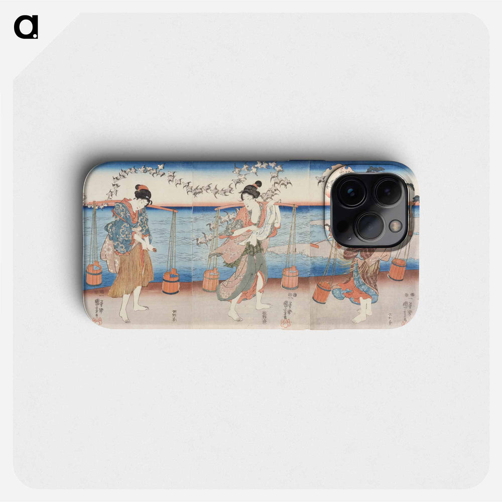 Plovers of the Noda Jewel River of Mutsu Province - 歌川 国芳 Phone Case.