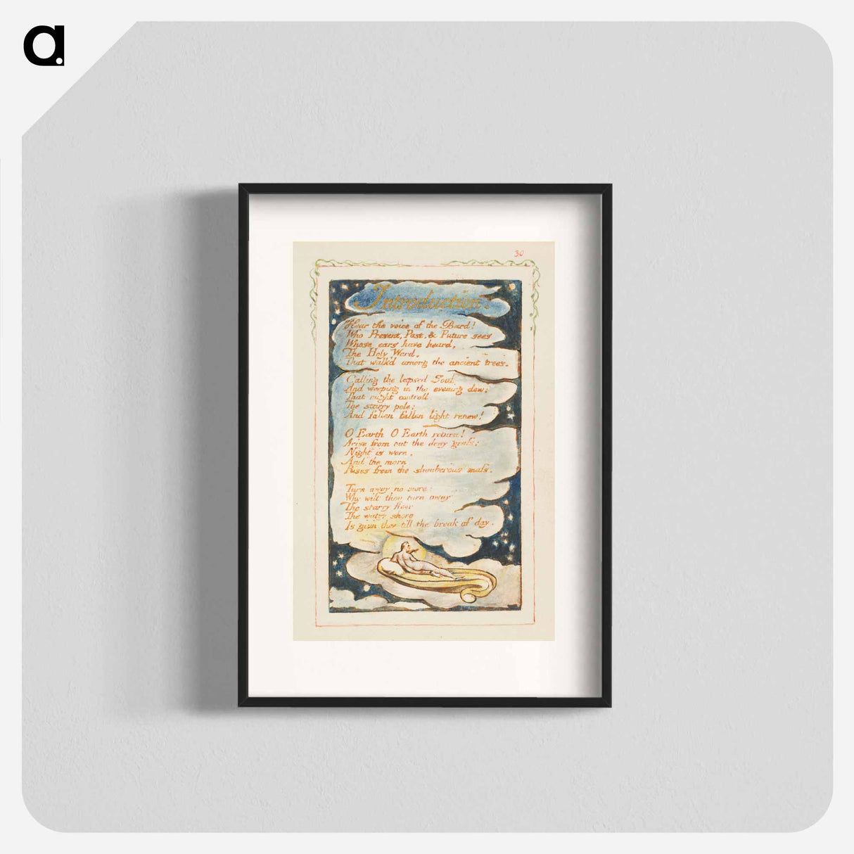 Songs of Experience: Introduction: Hear the voice of the Bard - William Blake Poster.