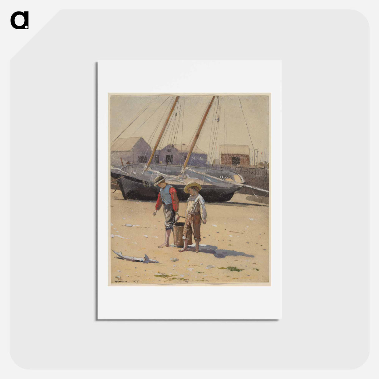 アートポストカード-A Basket of Clams - ウィンスロー ホーマー Postcard.