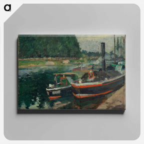 アートパネル-Barges at Pontoise - カミーユ ピサロ Canvas.