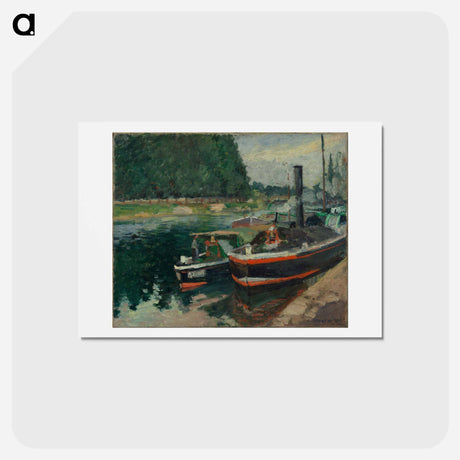 アートポストカード-Barges at Pontoise - カミーユ ピサロ Postcard.