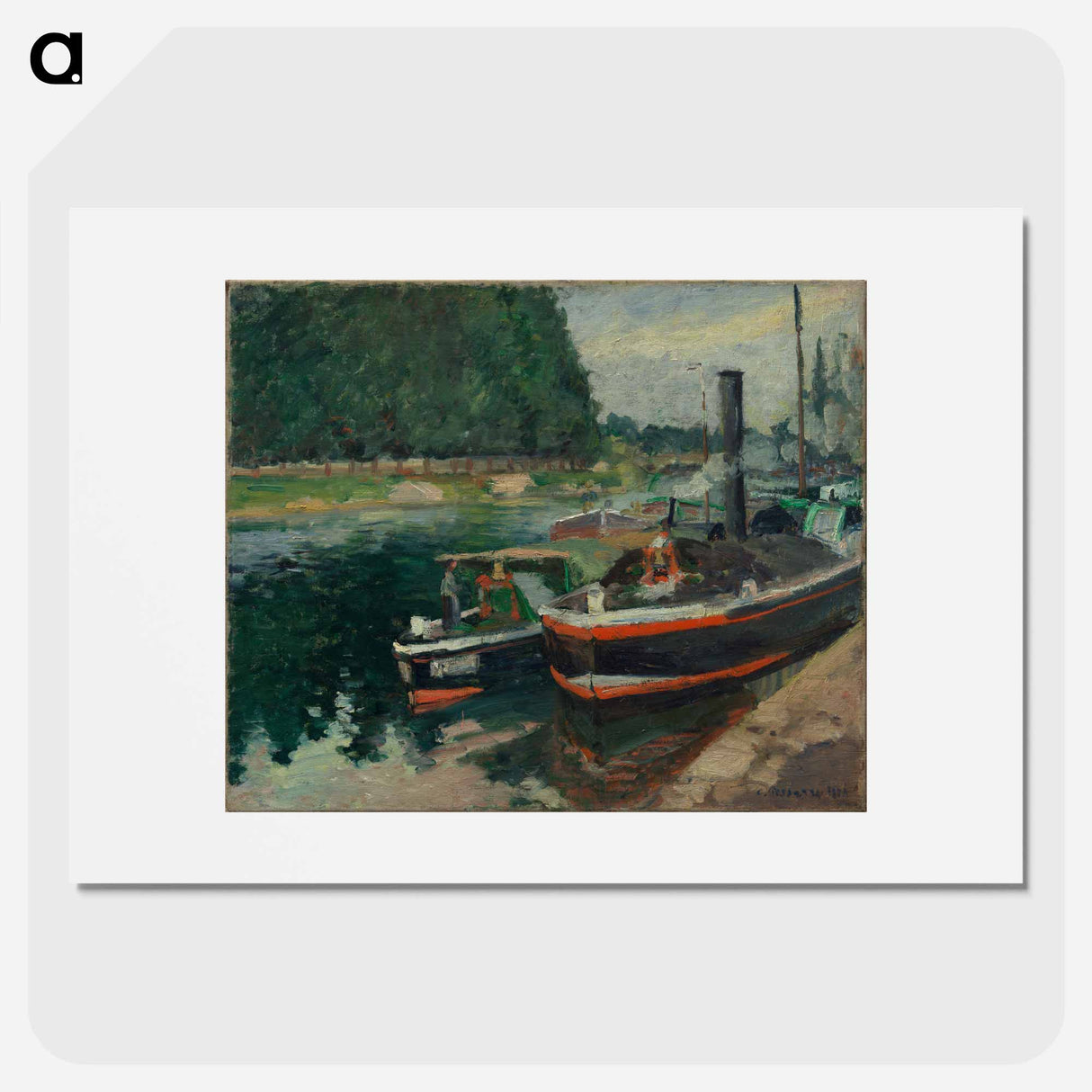 Barges at Pontoise - Camille Pissarro Poster.