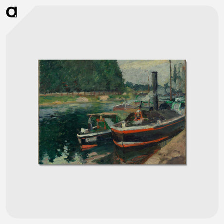 アートポストカード-Barges at Pontoise - カミーユ ピサロ Postcard.