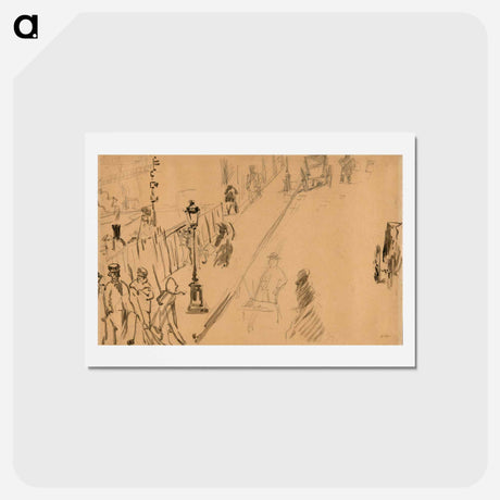 アートポストカード-The rue Mosnier with Gas Lamp - エドゥアール マネ Postcard.