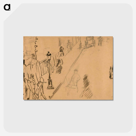 アートポストカード-The rue Mosnier with Gas Lamp - エドゥアール マネ Postcard.