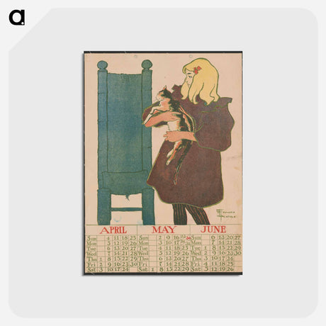 アートポストカード-Vintage calendar print by Edward Penfield - エドワード ペンフィールド Postcard.