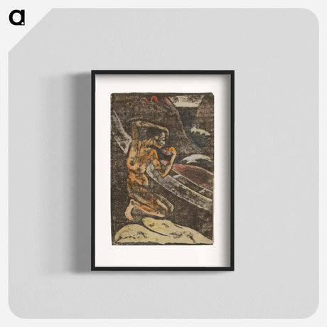 アートポスター-A Fisherman Drinking Beside His Canoe - ポール ゴーギャン Poster.