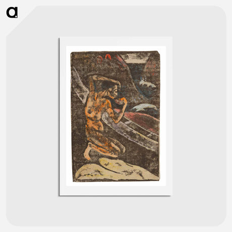 アートポストカード-A Fisherman Drinking Beside His Canoe - ポール ゴーギャン Postcard.