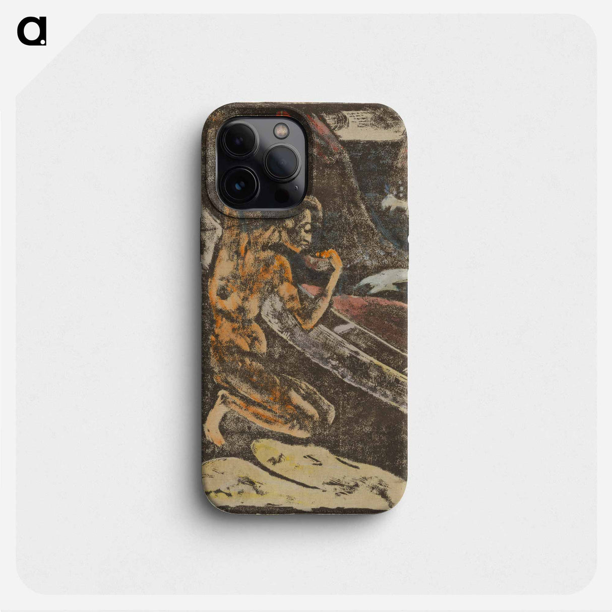 カヌーのそばで水を飲む漁師 - ポール ゴーギャン Phone Case.