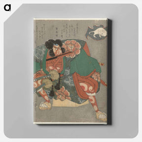 アートパネル-Krijger met waaier tussen zijn tanden - 歌川 国芳 Canvas.
