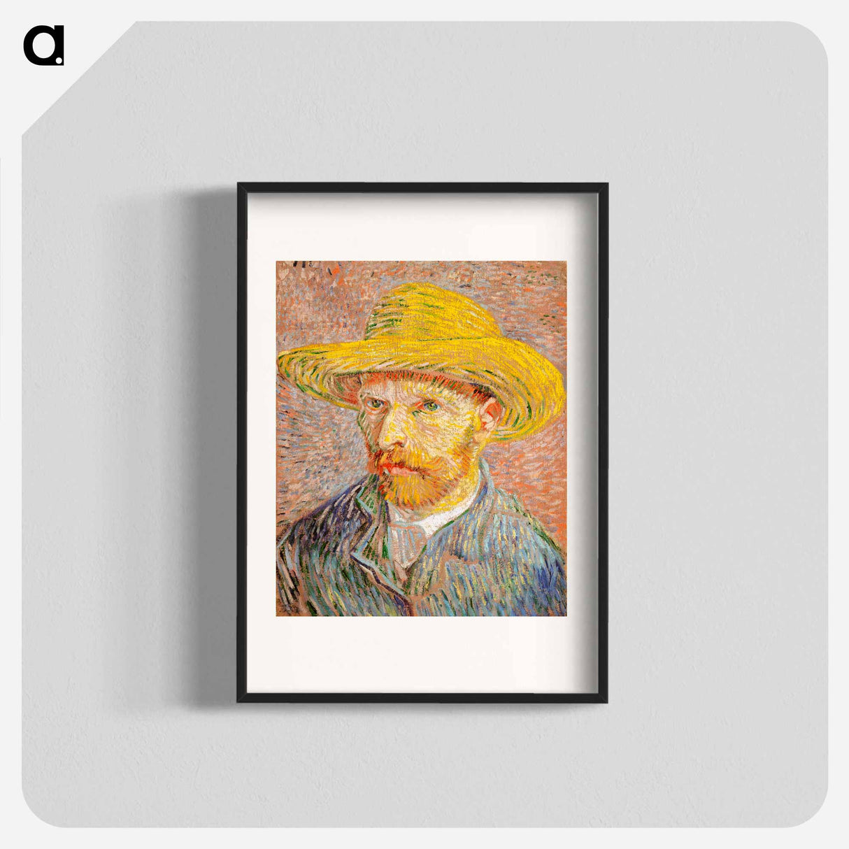 Self-Portrait with a Straw Hat - フィンセント ファン ゴッホ Poster.