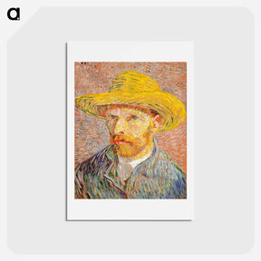 アートポストカード-Self-Portrait with a Straw Hat - フィンセント ファン ゴッホ Postcard.