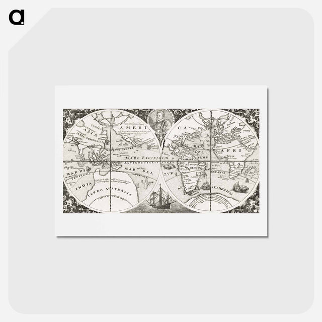 アートポストカード-Grand voyages, Part VIII title page - アンティーク地図 Postcard.