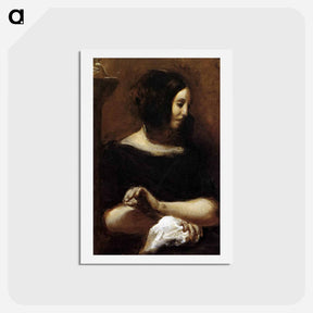 アートポストカード-Portrait of George Sand - ウジェーヌ ドラクロワ Postcard.