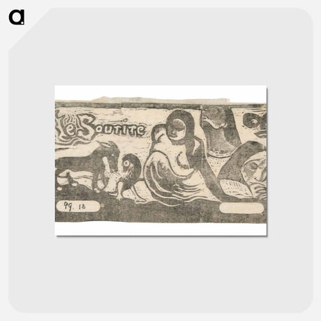 アートポストカード-Three People, a Mask, a Fox, and a Bird - ポール ゴーギャン Postcard.