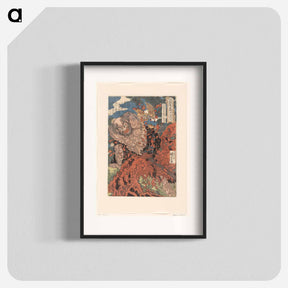 アートポスター-Kwaosho Rochishin, een boomstronk doormidden hakkend. - 歌川 国芳 Poster.