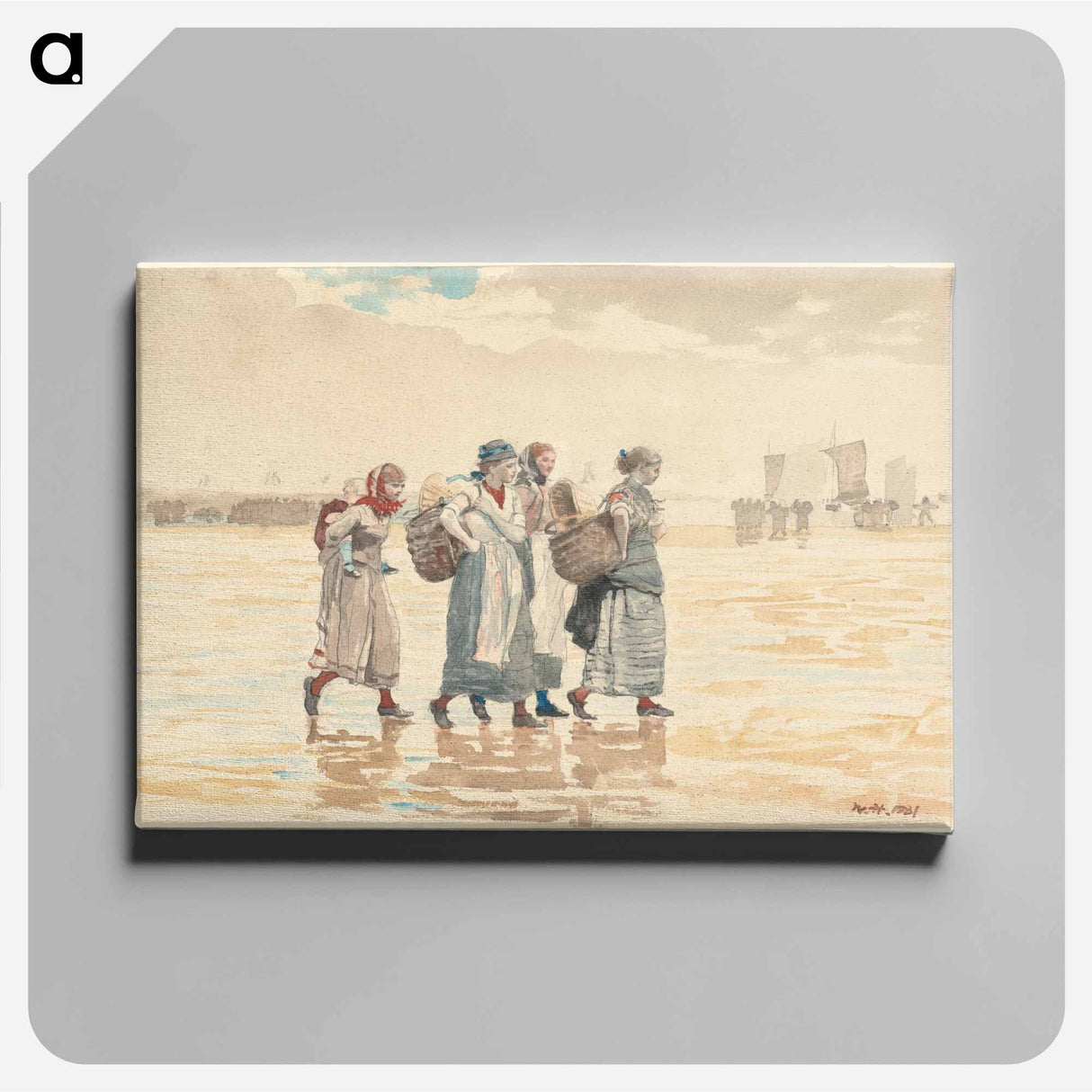 Four Fishwives on the Beach - ウィンスロー ホーマー Canvas.